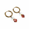 Dames - Verguld RVS Oorringen met Orange Gefacetteerde Kristal Hanger