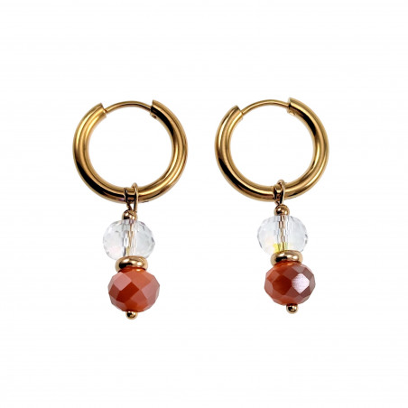 Dames - Verguld RVS Oorringen met Orange Gefacetteerde Kristal Hanger