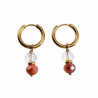 Dames - Verguld RVS Oorringen met Orange Gefacetteerde Kristal Hanger