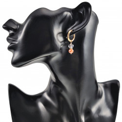 Dames - Verguld RVS Oorringen met Orange Gefacetteerde Kristal Hanger