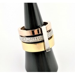Brede Multicolor Roestvrijstalen Ring met Zirkonia's