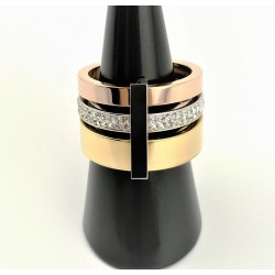 Brede Multicolor Roestvrijstalen Ring met Zirkonia's
