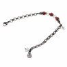 17 tot 20cm Armband Dames - Gepolijst RVS - Zilverkleurige - Ronde Schakelarmband met Orange Kristallen - Verstelbaar
