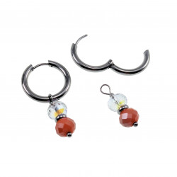 Dames - Verguld RVS Oorringen met Orange Gefacetteerde Kristal Hanger
