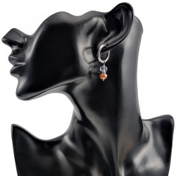 Dames - Verguld RVS Oorringen met Orange Gefacetteerde Kristal Hanger