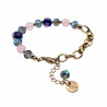 Verguld RVS Armband Blauw Murano Glaskralen Kristallen Roze Jadesteen