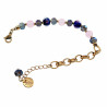 Verguld RVS Armband Blauw Murano Glaskralen Kristallen Roze Jadesteen