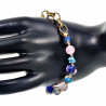 Verguld RVS Armband Blauw Murano Glaskralen Kristallen Roze Jadesteen