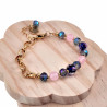 Verguld RVS Armband Blauw Murano Glaskralen Kristallen Roze Jadesteen