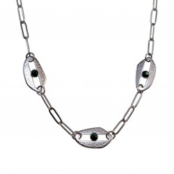 46 tot 52cm Gepolijst RVS Paperclip Schakelketting met Groene Natuursteen