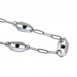 46 tot 52cm Gepolijst RVS Paperclip Schakelketting met Groene Natuursteen