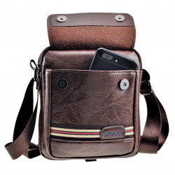 Heren Tas - Schoudertas - Bruin Kunstleer - Tasje - Crossbodytas