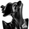 Lange Oorbellen Dames - Zilverkleurig RVS Oorknopjes met Twee Ketting