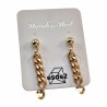 Lange Oorbellen Dames - Verguld  RVS Oorknopjes met Twee Ketting