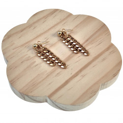 Lange Oorbellen Dames - Verguld  RVS Oorknopjes met Twee Ketting