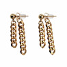 Lange Oorbellen Dames - Verguld  RVS Oorknopjes met Twee Ketting