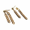 Lange Oorbellen Dames - Verguld  RVS Oorknopjes met Twee Ketting