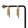 Lange Oorbellen Dames - Verguld  RVS Oorknopjes met Twee Ketting