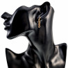 Lange Oorbellen Dames - Verguld  RVS Oorknopjes met Twee Ketting