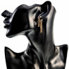 Lange Oorbellen Dames - Verguld  RVS Oorknopjes met Twee Ketting