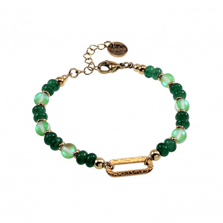 19cm Krallenarmband Dames Verguld RVS Kristallen en Groenen Jadesteen
