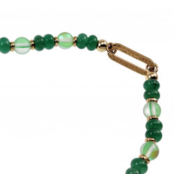19cm Krallenarmband Dames Verguld RVS Kristallen en Groenen Jadesteen