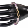 19cm Krallenarmband Dames Verguld RVS Kristallen - Rozenkwartsstenen