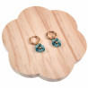 ∅14mm x 2mm Oorringen Dames - Verguld RVS - Turkooisblauwe Gefacetteerde Kristallen Bloem Hanger - Bungelende Oorbellen