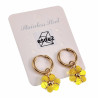 14mm Oorringen met Geel Kristallen Bloem Hanger Verguld RVS Dames