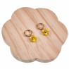 14mm Oorringen met Geel Kristallen Bloem Hanger Verguld RVS Dames