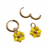 14mm Oorringen met Geel Kristallen Bloem Hanger Verguld RVS Dames