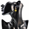 14mm Oorringen met Geel Kristallen Bloem Hanger Verguld RVS Dames