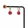 14mm Oorringen met Bordeauxrood Kristallen Bloem Hanger Verguld RVS