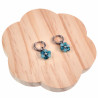 ∅14mm x 2mm Oorringen Dames - Gepolijst RVS - Turkooisblauwe Gefacetteerde Kristallen Bloem Hanger - Bungelende Oorbellen