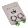 14mm Oorringen met Lichtgroene Kristallen Bloem Hanger Gepolijst RVS