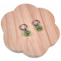 14mm Oorringen met Lichtgroene Kristallen Bloem Hanger Gepolijst RVS