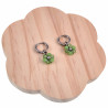 14mm Oorringen met Lichtgroene Kristallen Bloem Hanger Gepolijst RVS