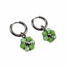 14mm Oorringen met Lichtgroene Kristallen Bloem Hanger Gepolijst RVS