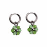 14mm Oorringen met Lichtgroene Kristallen Bloem Hanger Gepolijst RVS