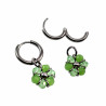 14mm Oorringen met Lichtgroene Kristallen Bloem Hanger Gepolijst RVS