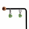 14mm Oorringen met Lichtgroene Kristallen Bloem Hanger Gepolijst RVS