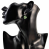 14mm Oorringen met Lichtgroene Kristallen Bloem Hanger Gepolijst RVS