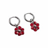 14mm Dames Oorringen met Bordeauxrood Kristallen Bloem Hanger RVS