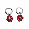 14mm Dames Oorringen met Bordeauxrood Kristallen Bloem Hanger RVS