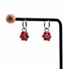 14mm Dames Oorringen met Bordeauxrood Kristallen Bloem Hanger RVS