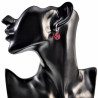 14mm Dames Oorringen met Bordeauxrood Kristallen Bloem Hanger RVS