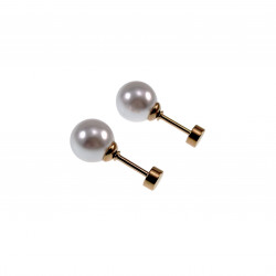 8mm Oorstekers - Kunstmatige Parel Oorbellen Dames - Goudkleurige RVS