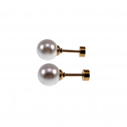 8mm Oorstekers - Kunstmatige Parel Oorbellen Dames - Goudkleurige RVS