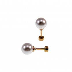 8mm Oorstekers - Kunstmatige Parel Oorbellen Dames - Goudkleurige RVS