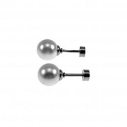 8mm Oorstekers - Kunstmatige Parel Oorbellen Dames - Zilverkleurige RVS